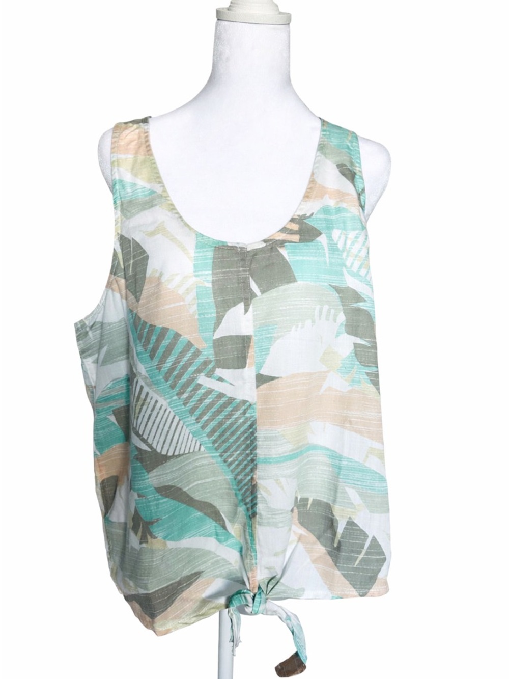NWT Prana Tropical Print Tie-Front Tank in Mint, Peach & Sage. Size Large